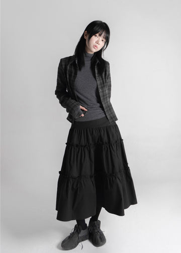 MILLI FRILL SHIRRING LONG SK